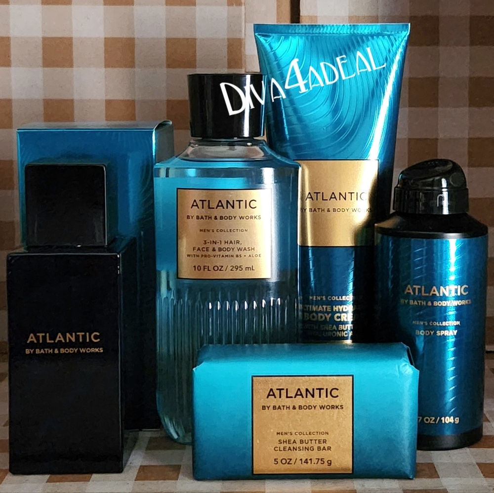 Bath & Body Works ATLANTIC 3.4 FL OZ + 4PC Men’s Collection Bundle